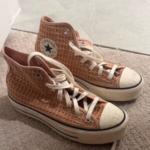 Converse Women's Textured High-Top Sneakers in light pink